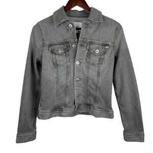 AG Adriano Goldschmeid | Light Gray Wash Button Denim Jean Jacket